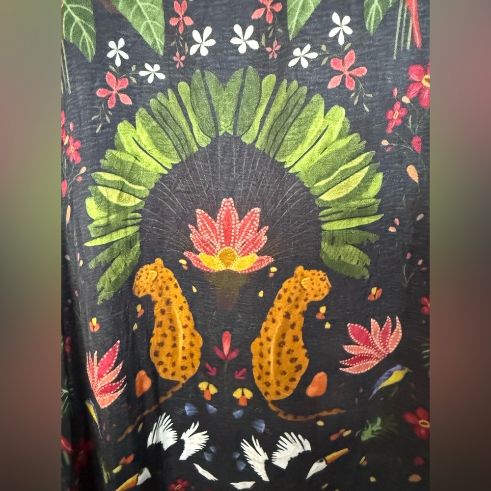 Winton and Waits black floral and cheetah leopard short sleeve kimono one size - Picture 5 of 7